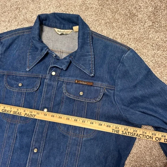 Vintage Sedgefield Denim Jacket Men Size Large Made in USA Pearl Snap Rockabilly - Picture 3 of 6